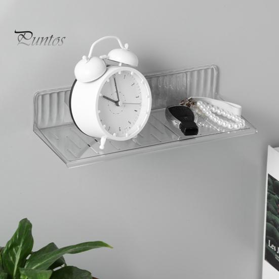 Transparent Wall Mount Shelf No Drill Anti Slip Great Load Bearing Bathroom Living Room Storage Rack