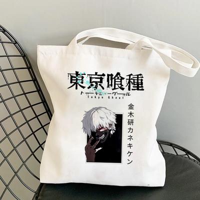 Japon Anime Kaneki Ken Tokyo Ghoul Kanvas Çanta Harajuku Gotik Tarz Alışverişçi Büyük Kapasiteli Kadın Çantası Omuz Çantası Vintage El Çantası