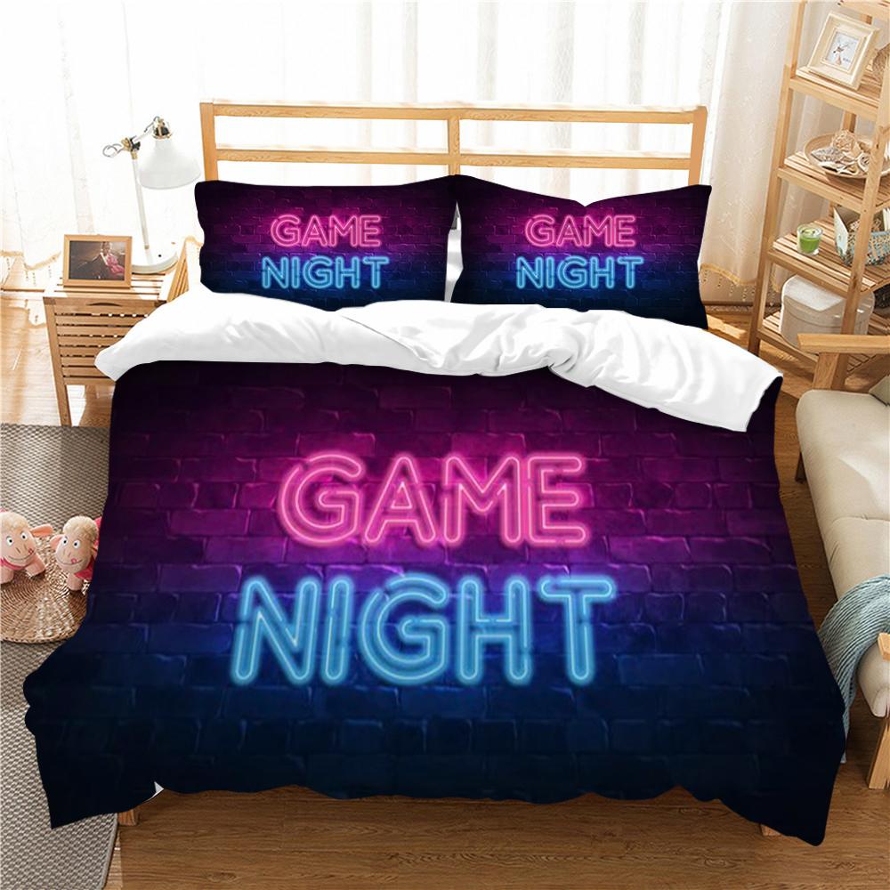 Bedding Set 3D Gamepad Print Bed Cover Bedclothes Home Three Piece Warm Polyester Pillowcase Quilt Cover