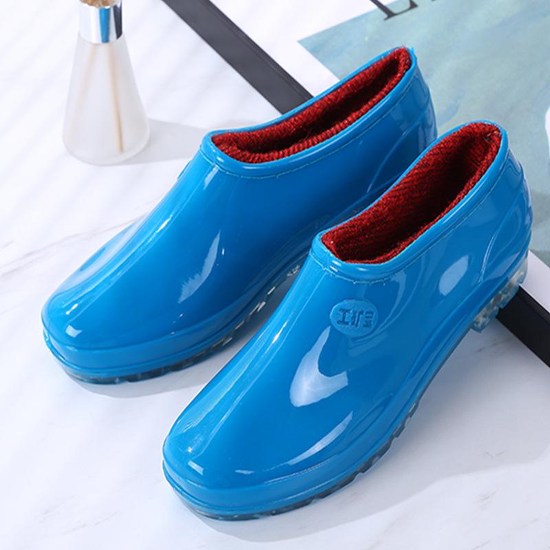 Low-top Rain Boots Women's Fashion Adult Outer Rain Shoes Water Boots Non-slip Waterproof Shoes Light-mouth Rubber Shoes Kitchen Summer