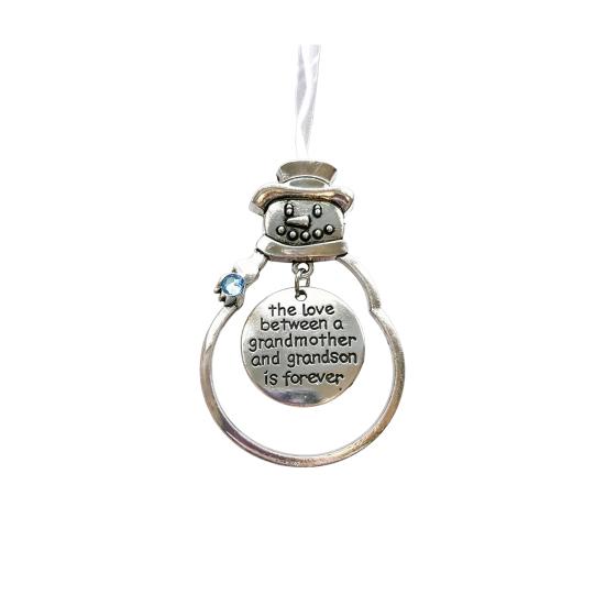 Christmas Friendship Charm Gift Metal Hanging Snowflake/Star/Round/Snowman Shaped Decoration with Blessing