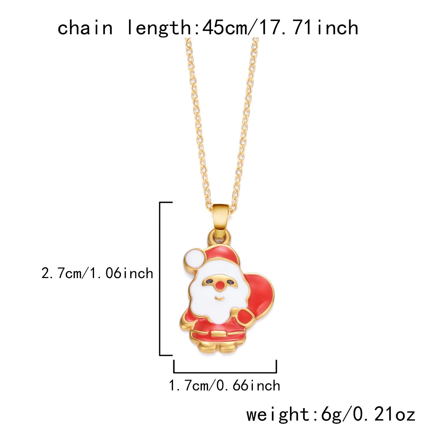 

European and American Stainless Steel Cartoon Christmas Necklace with Drip Oil Snowflake and Tree Pendants