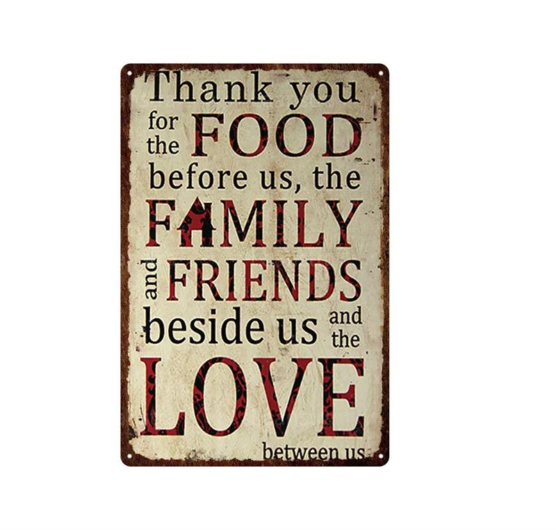 Clear Family Rules Vintage Tin Painting Inspirational Sentence Metal Signs Plaque Wall Decor Poster Home Decoration Accessories