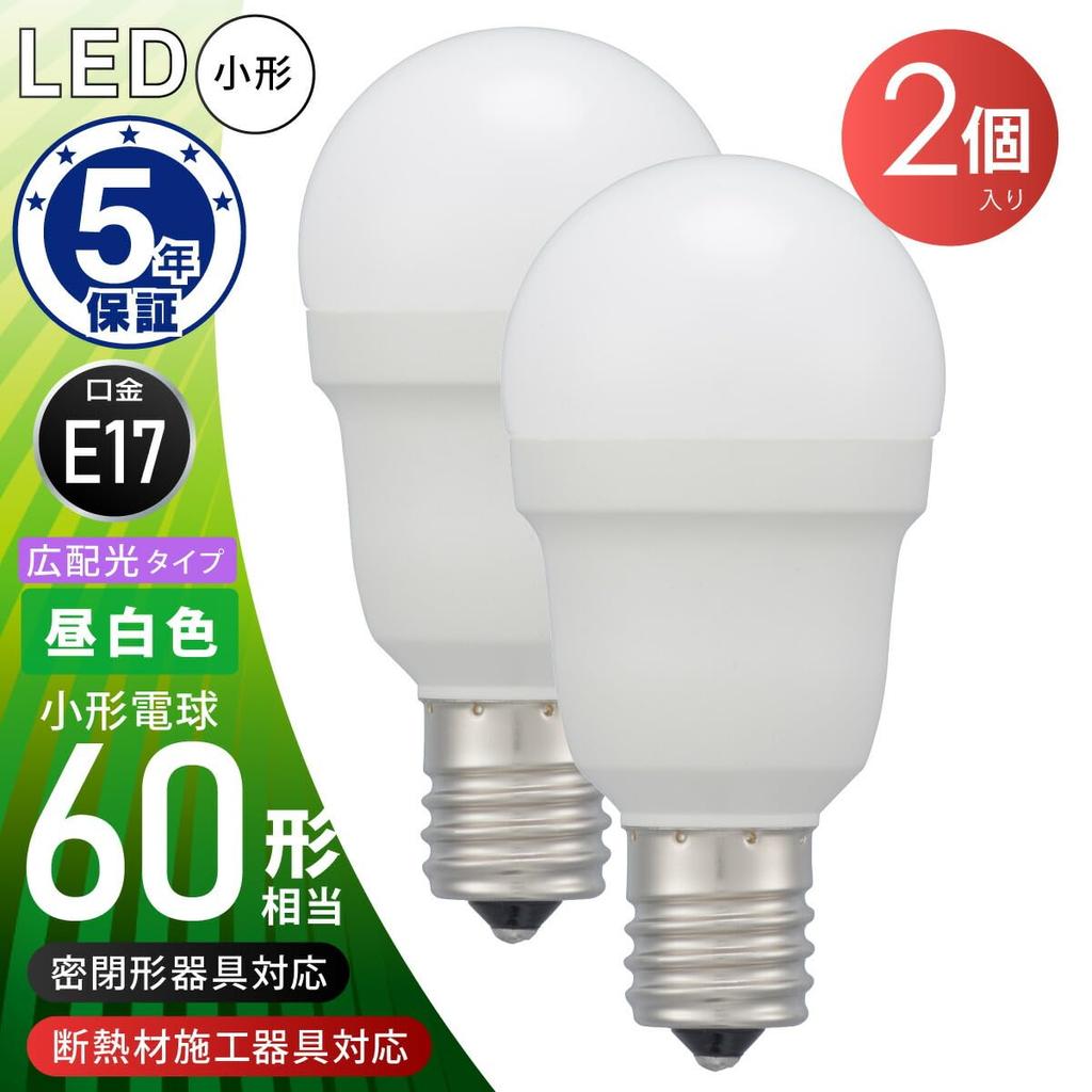 OHM (OHM Electric) LED Bulb, Small, E17 Base, Equivalent To 60W, Daylight White, 2-Pack, LDA6N-G-E17 IS53 2P 06-5482