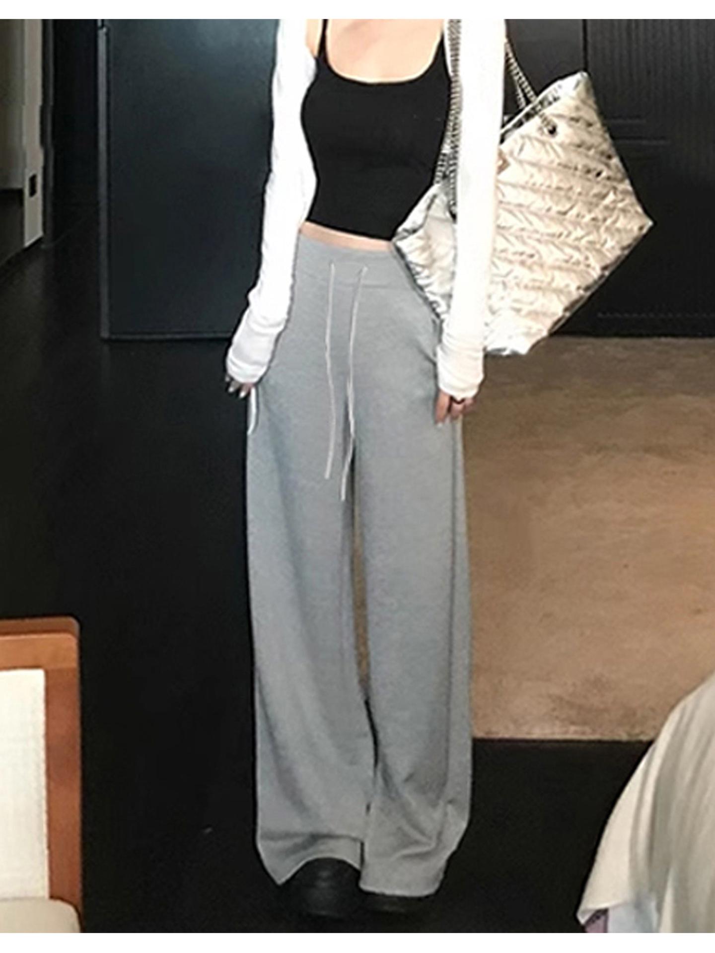 

Thickened Maternity Wide-Leg Pants: Casual Color Block Patchwork, No Belly Support, Drawstring, Perfect for Autumn/Winter XXL