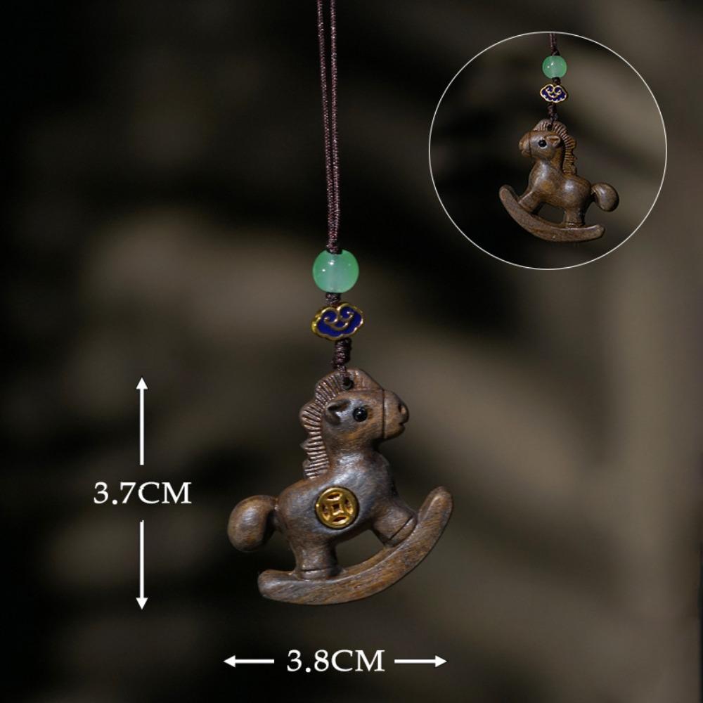 

Handmade Mobile Phone Chain Wooden Zodiac Key Ring Horse Pendant Year of The Horse Style 6