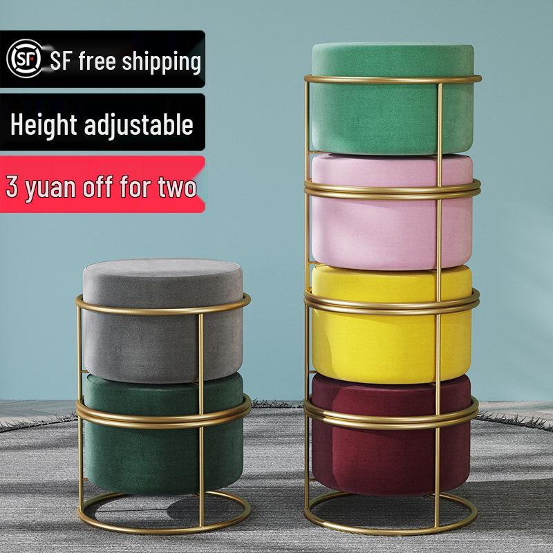 Creative Round Fabric Stool: Stylish, Soft, and Versatile for Living Room, Coffee Table, or Shoe Changing.