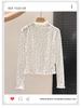 Women's Polka Dot Ruffle T-Shirt: Warm Long Sleeve, Half-High Collar Base Layer for Autumn/Winter