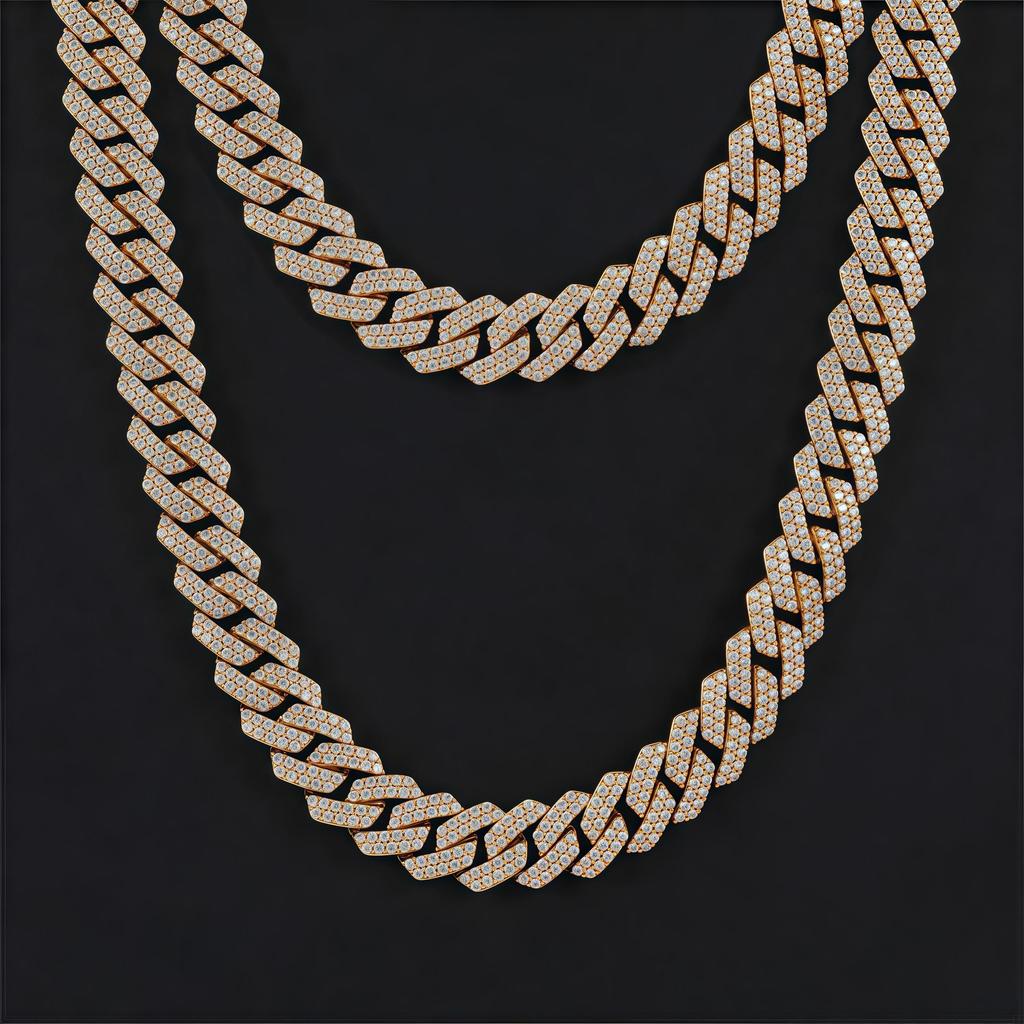 14mm Iced Out Cuban Link Chain Diamond Chain Necklace Bling 5A+ Cubic Zirconia Thick Cuban Link Choker Chain Luxury Hip Hop Jewelry for Men and Women
