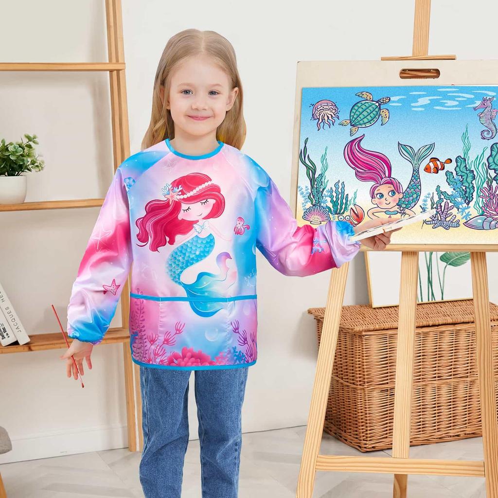 Art Smock For Kids Aprons For Boys And Girls Waterproof Toddler Art Smock Painting For Children With Long Sleeve And 3 Pockets