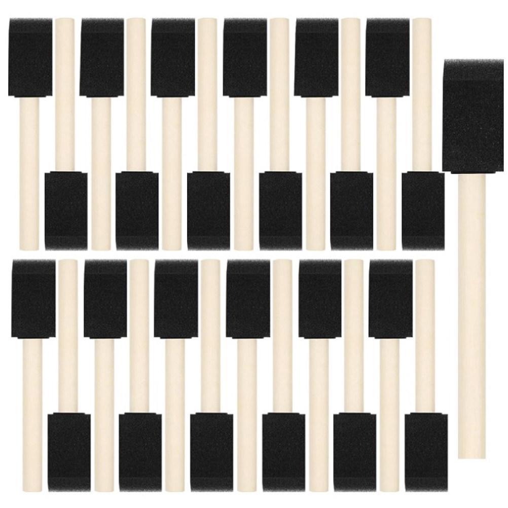 40Pcs Foam Sponge Paint Brushes Wooden Handle Premium Absorbent Soft Texture for Watercolor Acrylic Oil Gouache Painting DIY Art