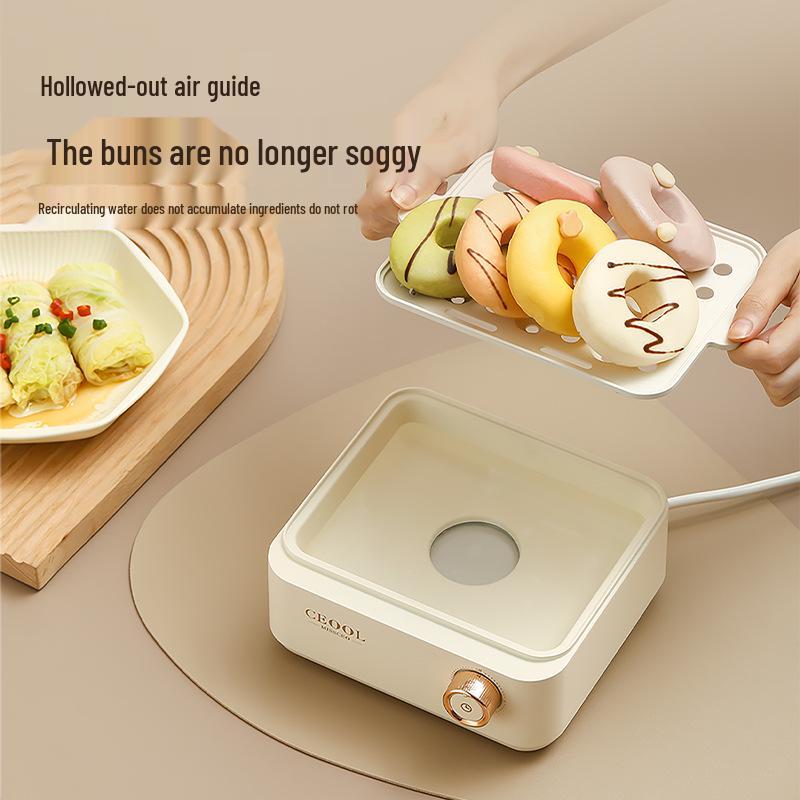 Multifunctional Double-Layer Steamer for Eggs & Custards - Anti-Dry Burning Electric Cooker for Dormitory & Home Use