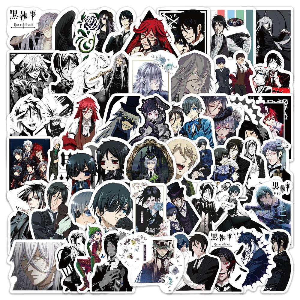 50Pcs Black Butler Anime Stickers Cartoon Decals For Diy Laptop Fridge Phone Skateboard Car - Waterproof Kids Toys