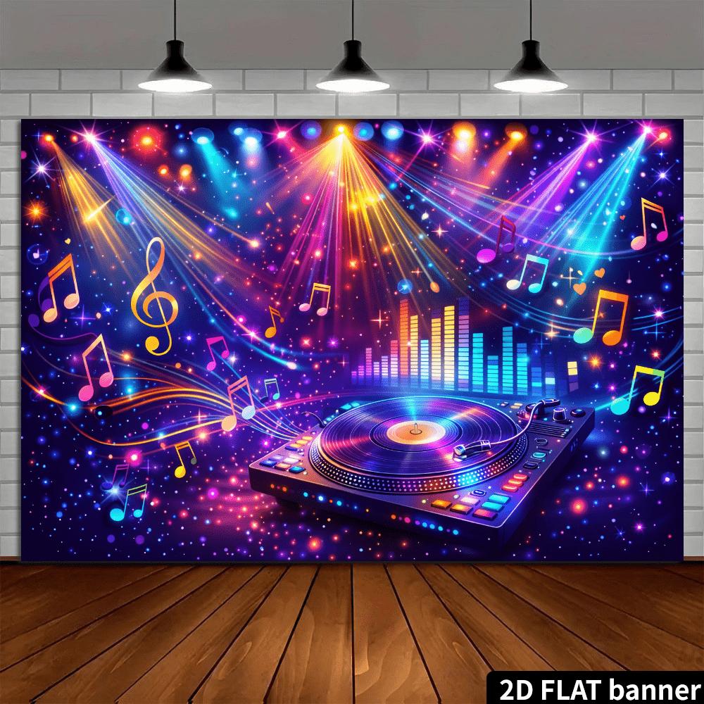2D Flat Banner - Neon Electronic Music Vinyl Stage Background Cloth - Trendy Dreamy Style