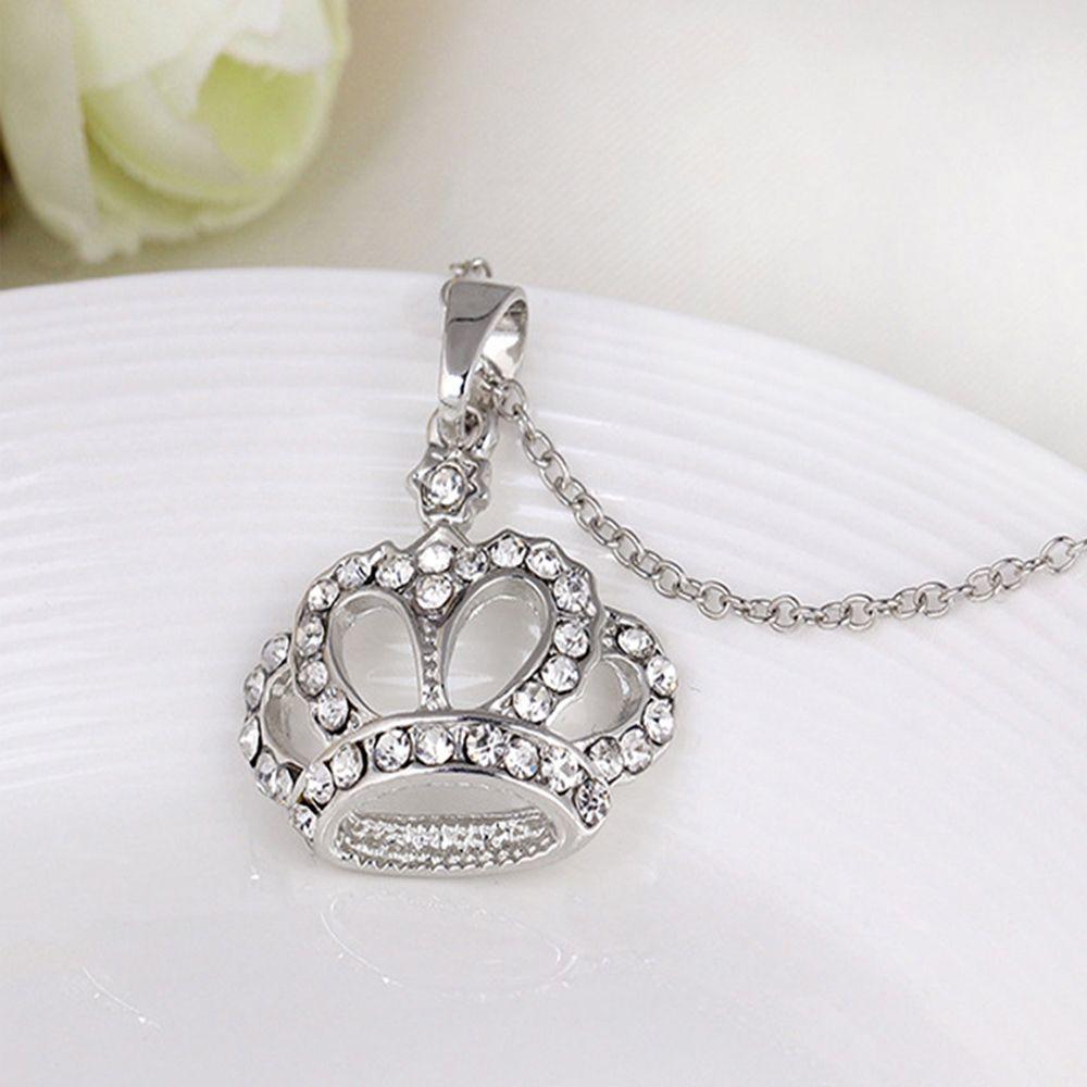 Elegant fashion crystal crown pendant long necklace sweater chain lover gift Elegant fashion crystal crown pendant long necklace sweater chain lover gift