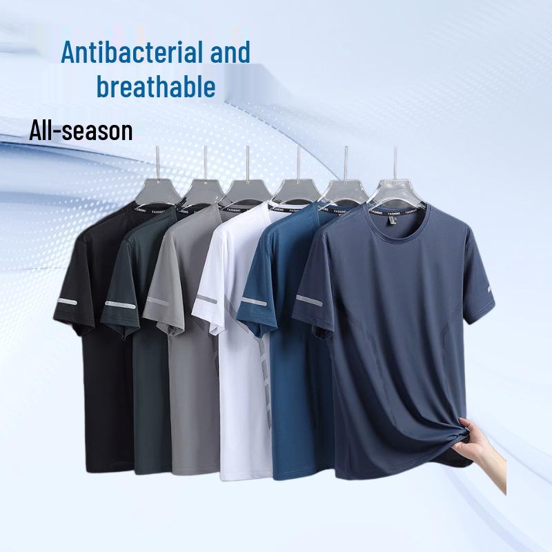 

Unisex Quick-Dry Ice Silk T-Shirt: Round Neck & Short Sleeve, Plus Size Available 4XL армія зелений колір