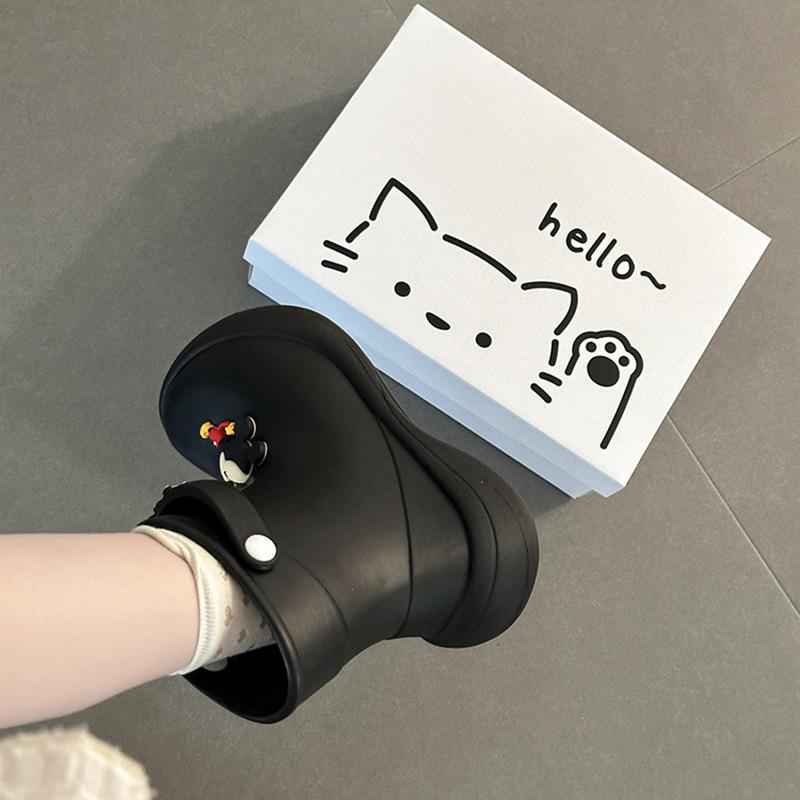2025 summer cute cartoon Mengmeng big-eyed rain shoes girls fashion wear soft thick-soled casual non-slip rain boots