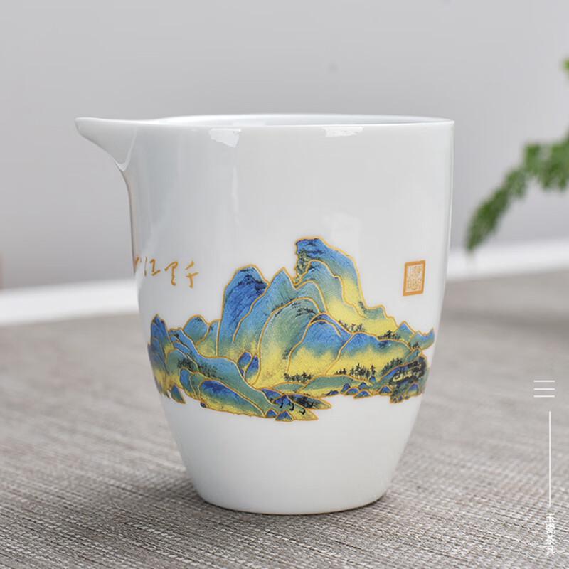 Jinge Dehua White Porcelain Gongfu Tea Set, Qianli Jiangshan Design