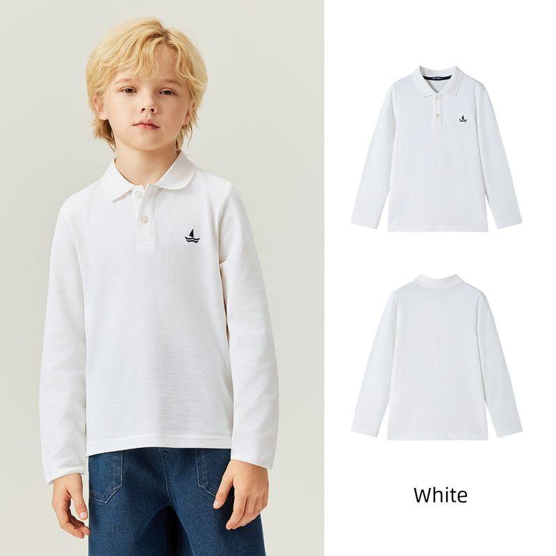 Navigare Italian Small Sailboat Kidsren's Polo Shirt 2026 Spring New Style Long-Sleeved High-Elastic Top for Boys and Girls