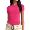 נשים שרוול קצר סוילד סקסי חמוד טי Slim Fit Tight Crop-Top חולצה