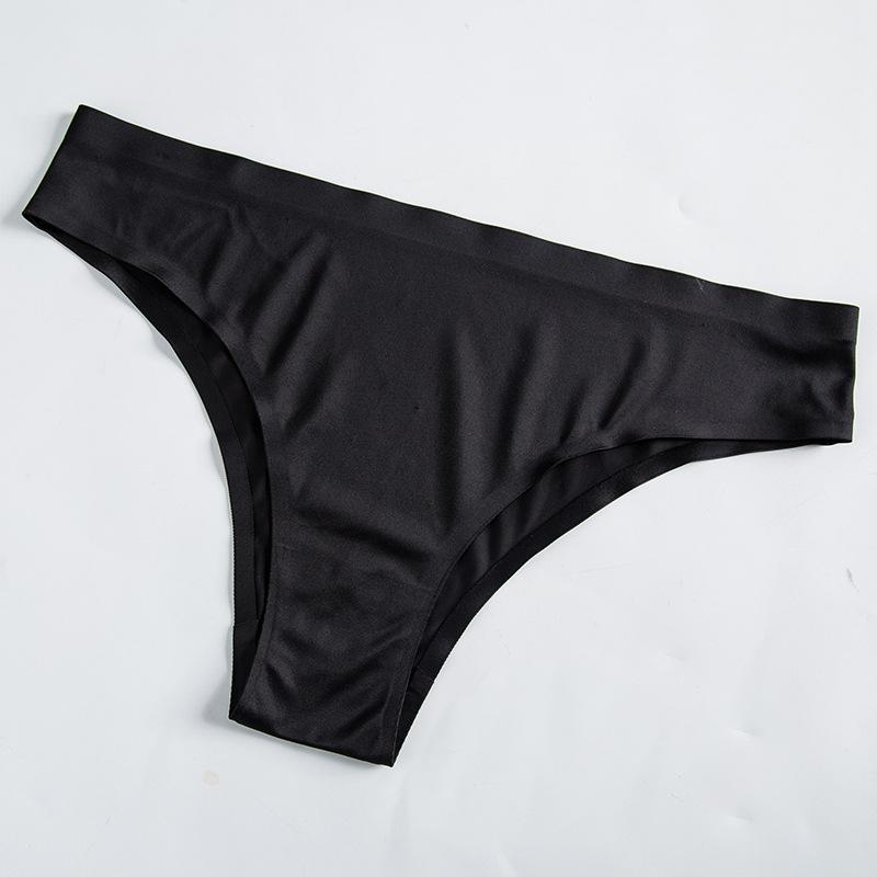 

Сексуальные женские трусики-стринги Ice Silk бесшовные трусы с низкой талией спортивные трусики для фитнеса женские трусики L чёрный