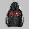 Y2K Mens Zipper Hoodies Retro Punk Digital Printed Casual Hoodies Gothic Couple Hooded Sweatshirt Hip Hop Hoody Streetwear