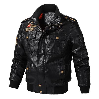 Men's Large Size Leather Jacket Spring and Autumn Casual Washed PU Leather Jacket Motorcycle Jacket Trend