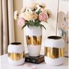 Ceramic Golden Vase Geometric Pattern Porcelain Storage Tank Ginger Jar Ceramic Crafts Ornament Home Decoration Accessories