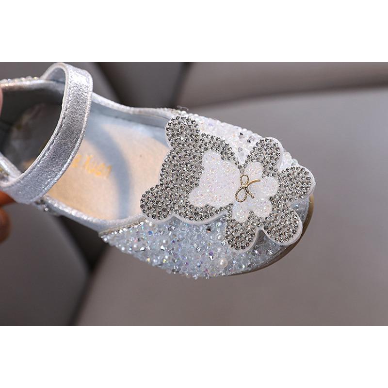 Nuovo stile autunnale da bambina elegante, scarpe basse da principessa con strass per bambine, scarpe in pelle, scarpe per esibizioni di danza