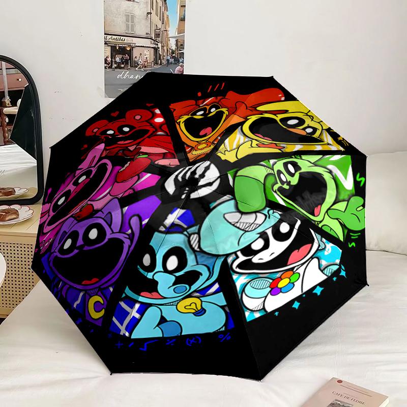 Happy smiling Cartoon Characters Umbrella 8-Frame for Travel, camping, Casual Lightweight Portable Umbrella, Essential for every family Holidays Gift
