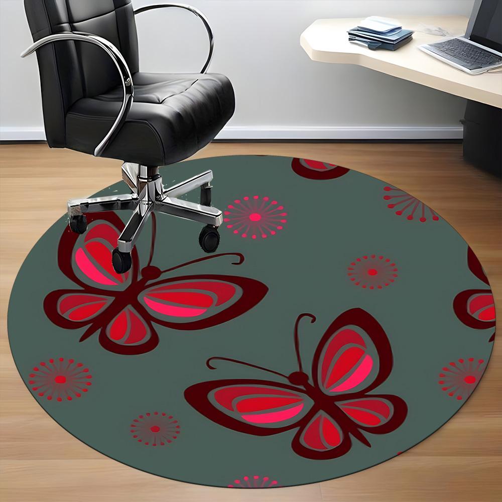 1pc Butterfly Pattern Chair Carpet for Office, Indoor Non Slip Washable Polyester Fiber Carpet,