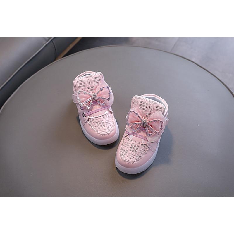 Kids Glowing Light Up Sneakers Girls Bowknot Princess Toddler Walking Sports Shoes