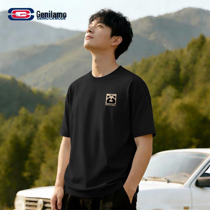 GENIOLAMODE Men s Chinese Style Panda Graphic Cotton T-Shirt M