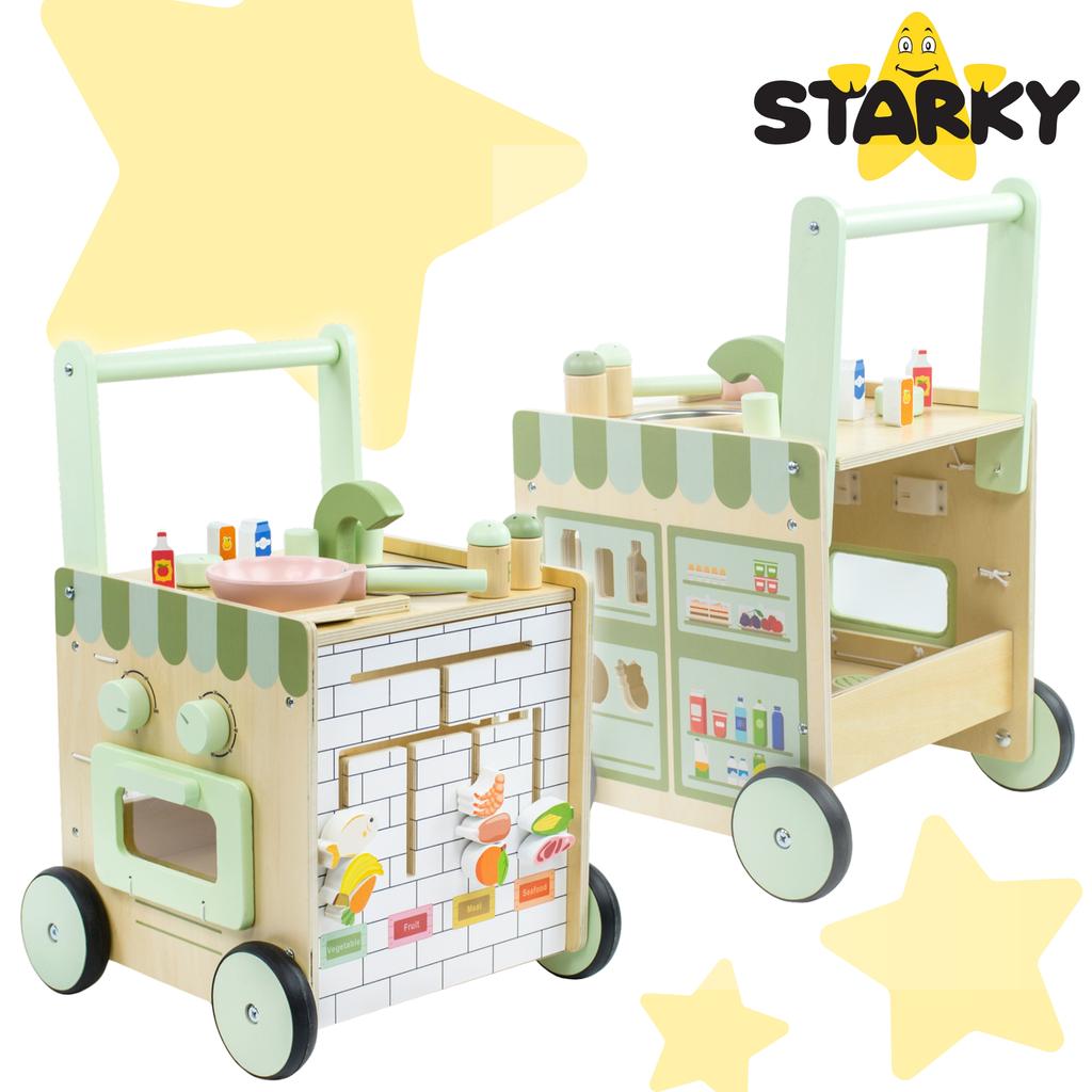 Ride-on pusher walker wooden educational table kitchen solid children