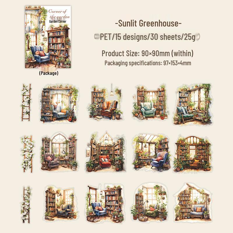 Garden Series: A Beautiful Day PET Sticker Pack - 30 Sheets, 6 Designs