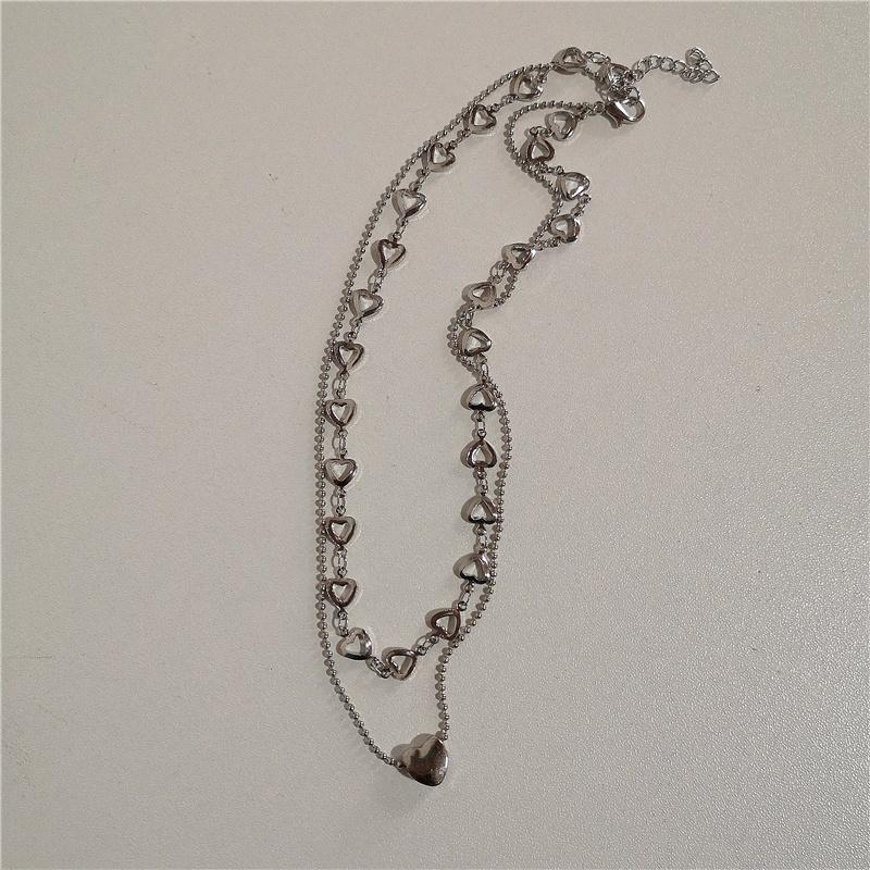 iF ME Colier Elegant cu Pandantiv Ciucure Cruce Inimă, Cusătură cu Perle, Choker cu Lanț Argintiu pentru Femei, Accesorii Bijuterii