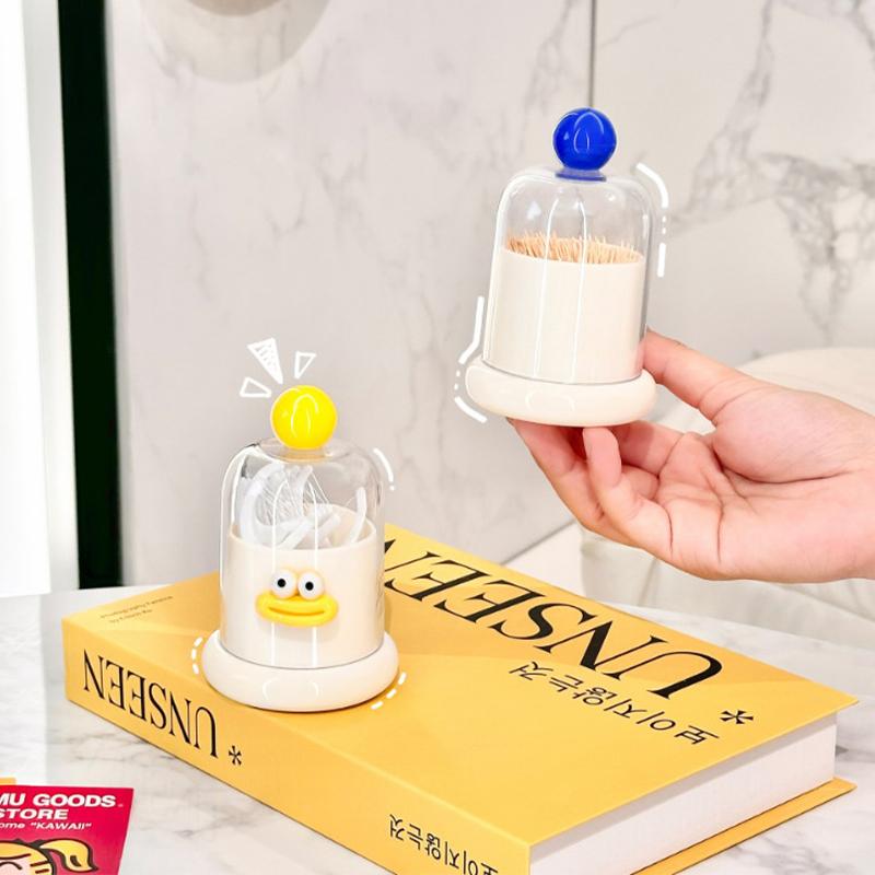 Dopamine Toothpick Box Home Living Room High Value Transparent Cotton Swab Dental Floss Reel  Creative Toothpick Storage Box
