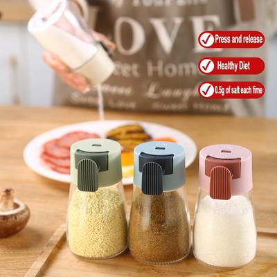 New Upgrate Precise Quantitative Push Type Air-Tight Glass Seasoning Condiment Bottle Each Press 0.5g Intake of Salt for Cooking