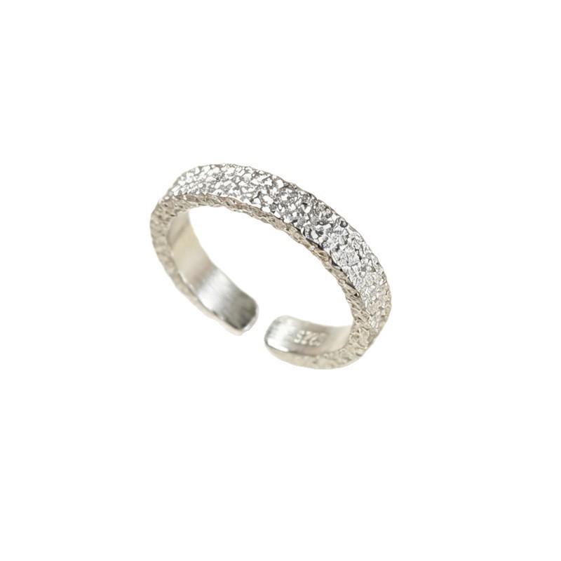 Fashion Texture Ring for Women Subtle Design Trendy 925 Sterling Silver Jewelry Textured Engagement Opening Rings 02876