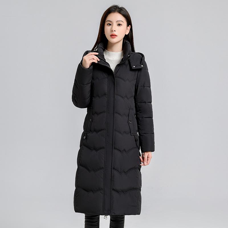 

Зимняя Новая Удлиненная Хлопковая Куртка с Капюшоном Женская Модная Хлопковая Куртка Пальто. M