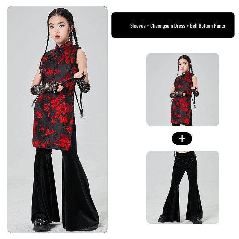 Chinese Style Jazz Dance Costumes for Girls – Trendy Performance Set for Model Runway Shows