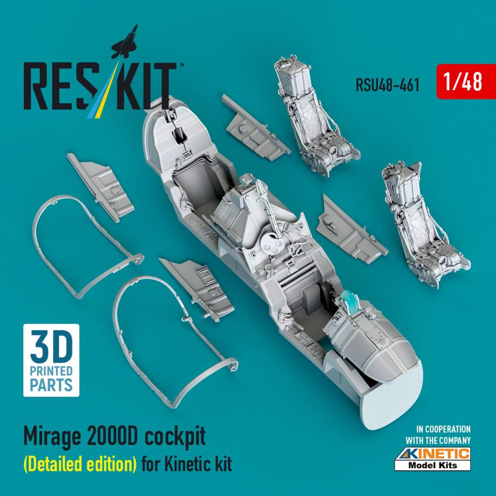Reskit Mirage 2000D Cockpit with 3D Instrument Panel and Console Plastic Model Kit Parts 1/48 (for Kinetic) RSKU48-0461 (Airplane)