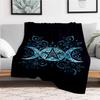Blue Moon Pentagram Mandala Art Print Poster Wall DecorBlanket Flannel Throw Blanket for Sofa, Bed, Travel, Camping, Office