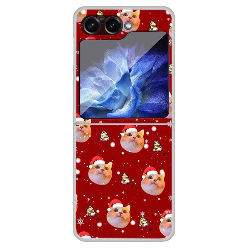 For Samsung Galaxy Z Flip 6 5 4 3 Case Christmas Cute Clear Hard Plastic PC Folding Back Cover For Samsung Z Flip6 Flip5 Flip4