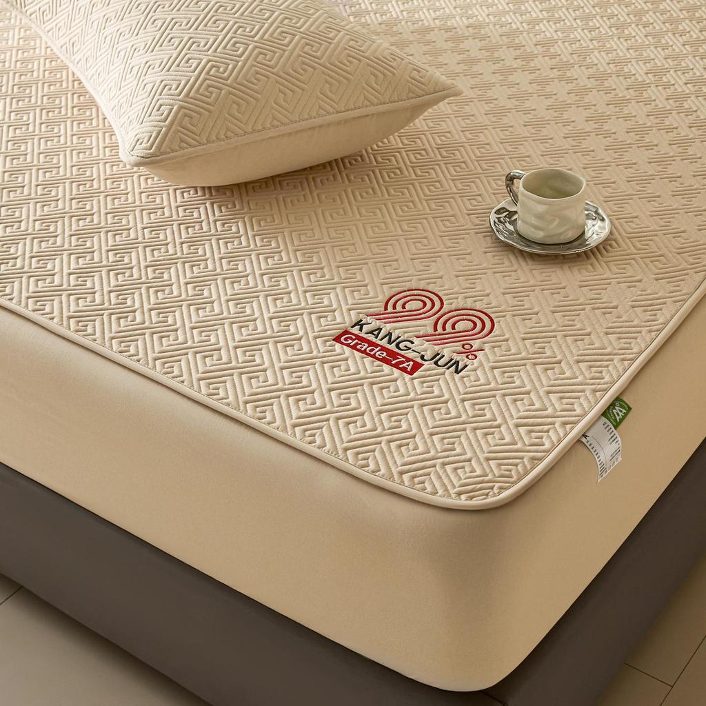 Luxury Antibacterial All-Cotton Fitted Sheet & Mattress Protector - Thickened, Non-Slip Design
