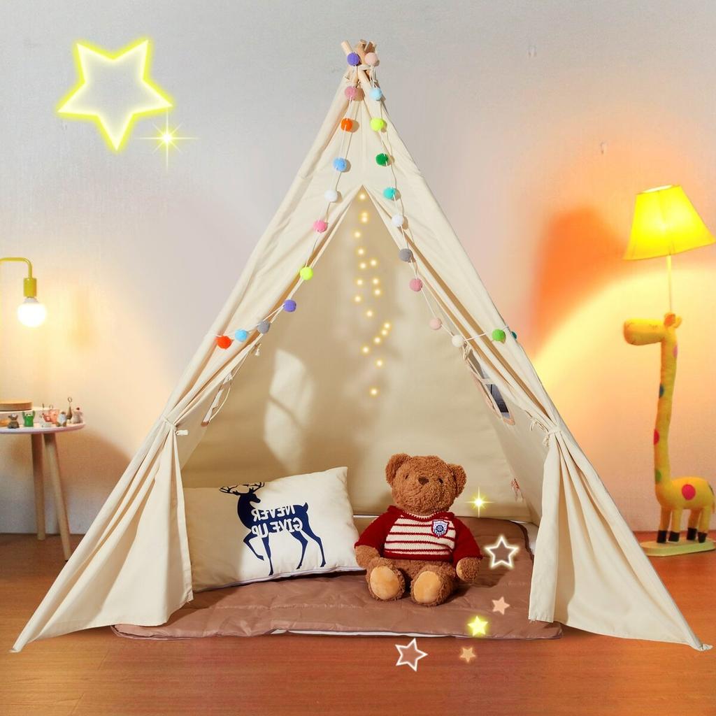 Kids Play Tent Teepee Tent for 1-5 Years Old Toddler Tent with Mat Balls