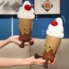 Smile Cute Cherry Cream Milk Tea Cup Plush Doll Pillow For Room Decoration