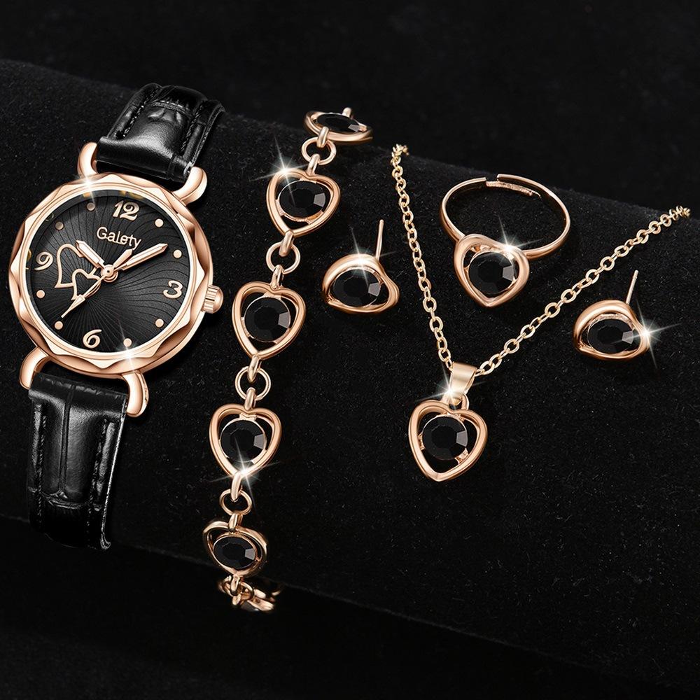Digital Disc Love Women's Watch Niche Light Luxury Belt Quartz Watch High-end Watch Set Does Not Fade