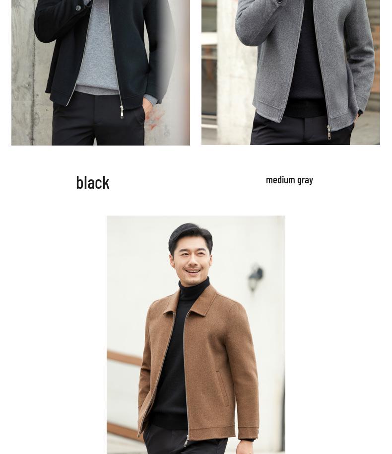 Men's Double-Sided Cashmere Tweed Coat: 100% Wool, Short Lapel, Autumn/Winter Business Jacket