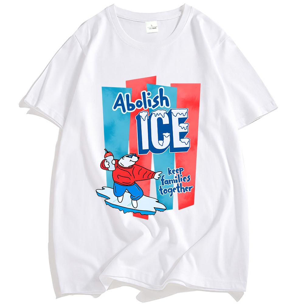 Abolish Ice America T-shirt Summer Short Sleeve Cotton Crew Neck Tshirts Unisex Tee Casual Loose Graphic Printing Tees